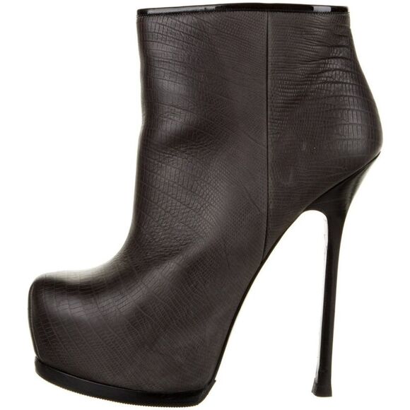 YVES SAINT LAURENT Leather Snake Print Tribtoo 105 Platform Ankle Booties 40 - Picture 3 of 9